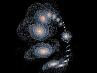 Схема относительного движения туманности Андромеды и M33
